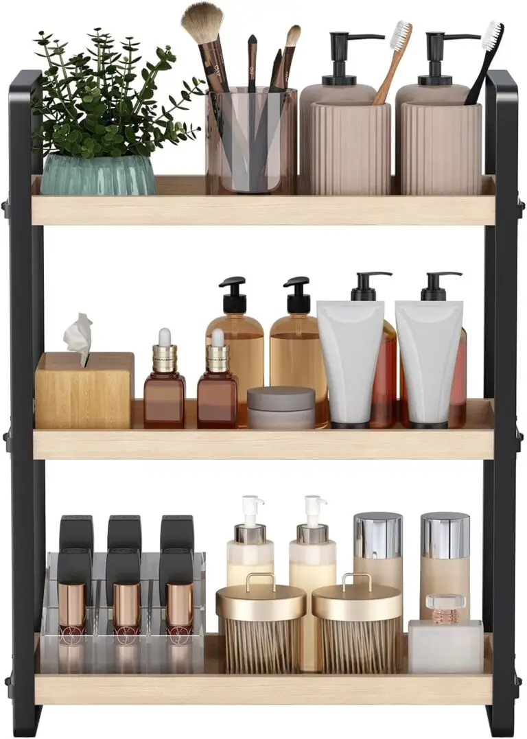 HNRLOY Bathroom Counter Organizer,Bathroom Countertop Organizer,Counter Shelf,Countertop Storage,Organization and Storage,Makeup Shelf,Sink Caddy(Burlywood