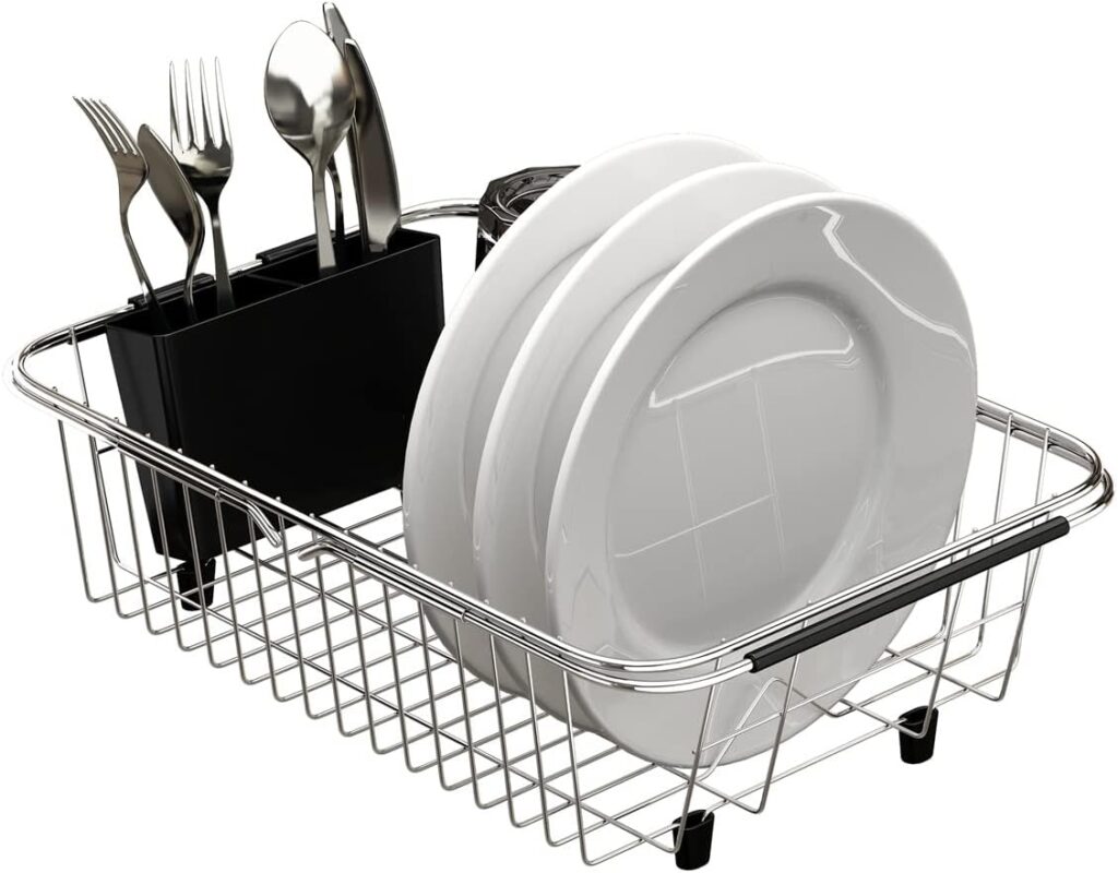 adjustable over sink dish rack