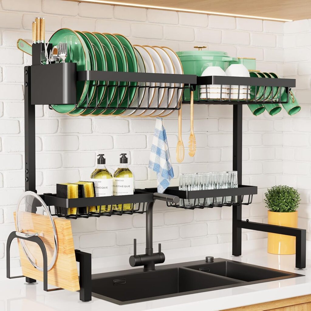 adjustable over sink dish rack