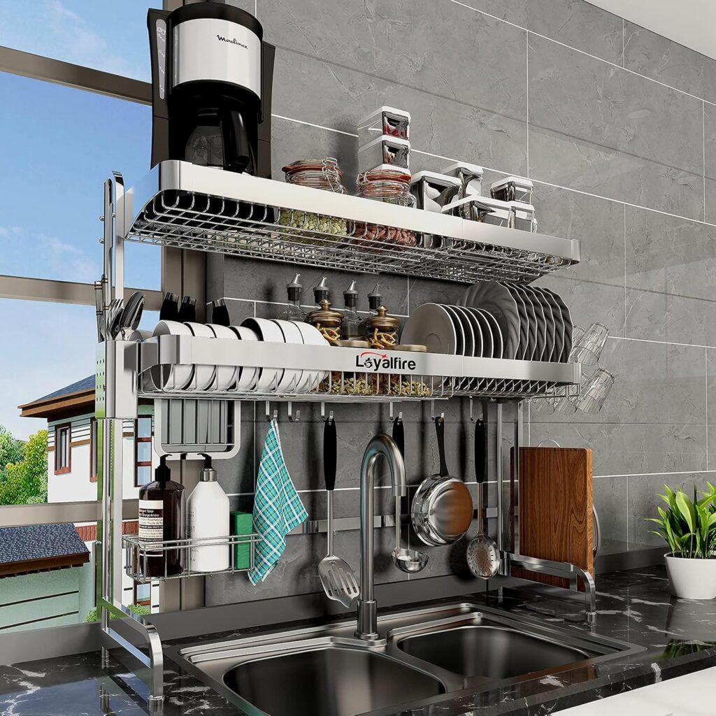 adjustable over sink dish rack