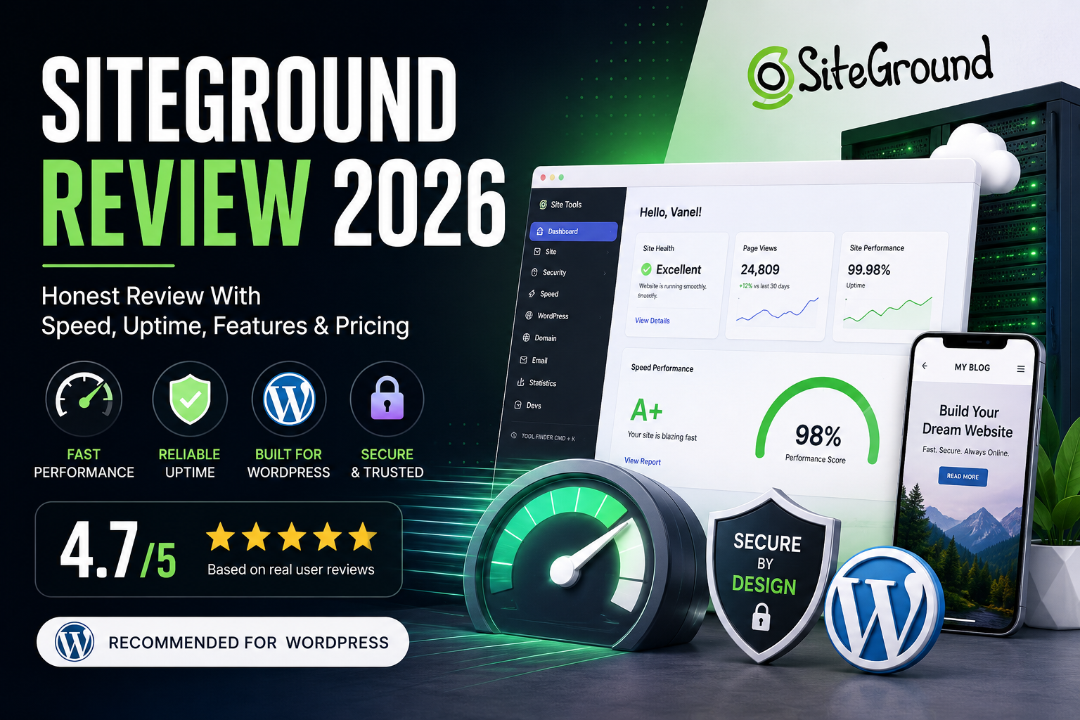 You are currently viewing SiteGround Review 2026: Honest Review With Speed, Uptime, Features & Pricing