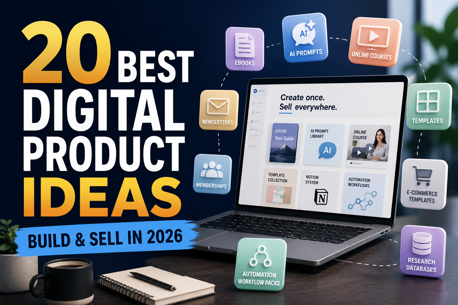 Read more about the article 20 Best Digital Product Ideas to Build and Sell in 2026
