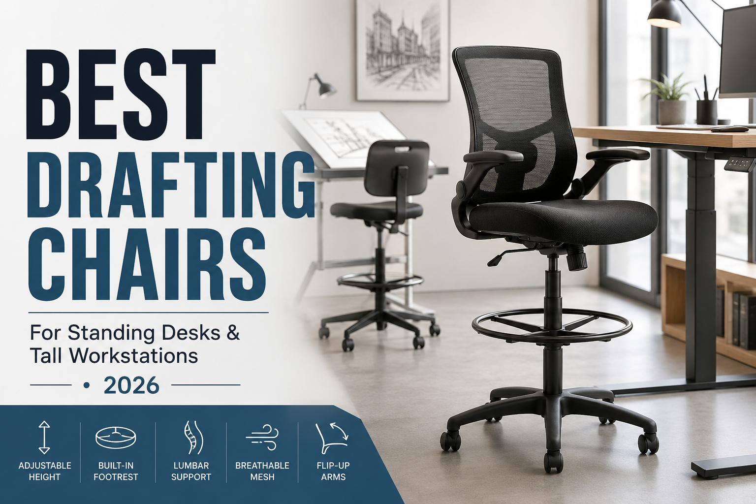 Read more about the article Best Drafting Chairs for Standing Desks & Tall Workstations (2026)