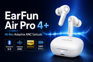 Read more about the article EarFun Air Pro 4+ Hi-Res Adaptive ANC True Wireless Earbuds – White