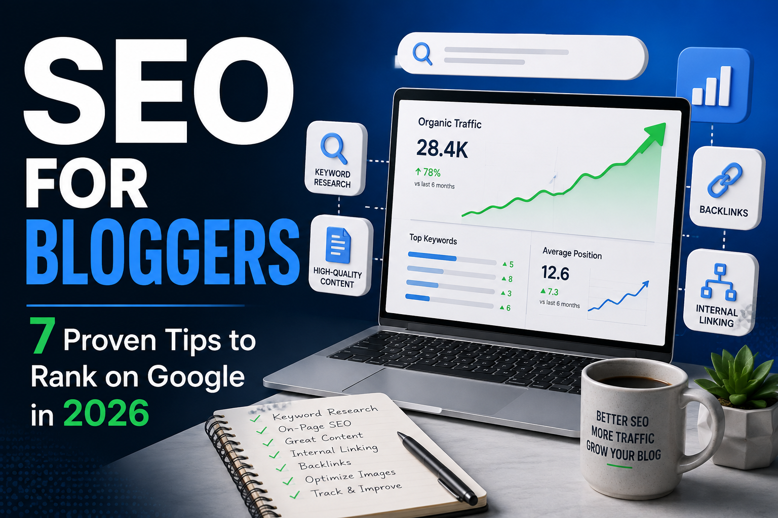 You are currently viewing SEO for Bloggers: 7 Proven Tips to Rank on Google’s First Page in 2026