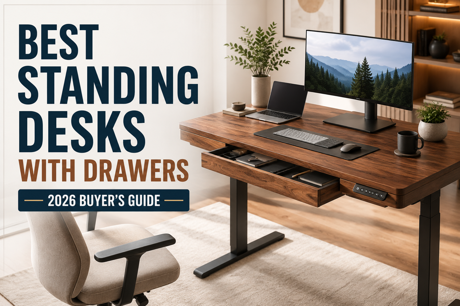 Read more about the article Best Solid Wood Adjustable Desks & Standing Desks With Drawers in 2026