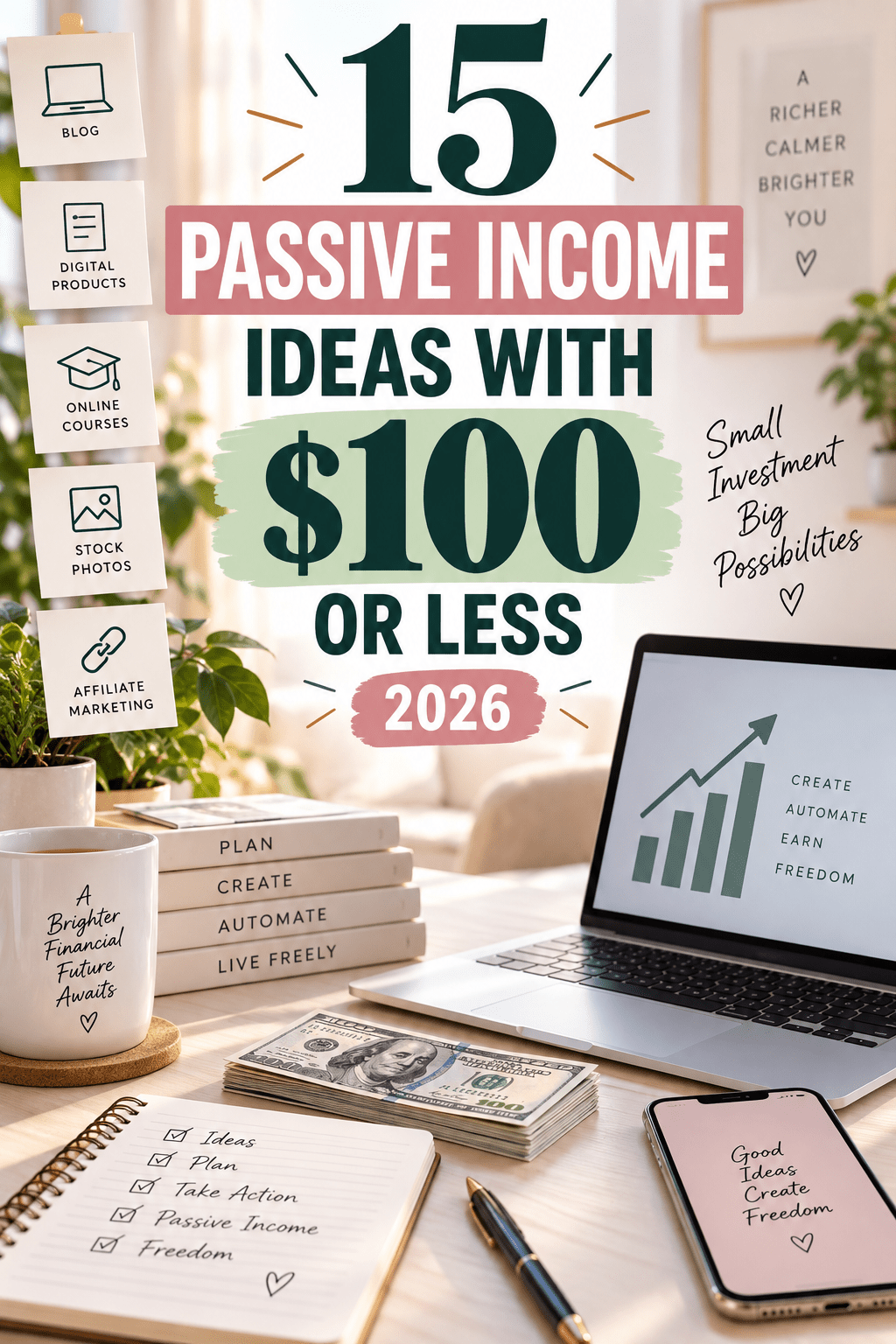 Read more about the article 15 Passive Income Ideas With $100 or Less in 2026