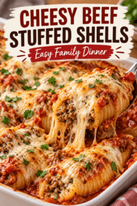 Read more about the article Cheesy Beef Stuffed Shells Recipe – Easy & Delicious