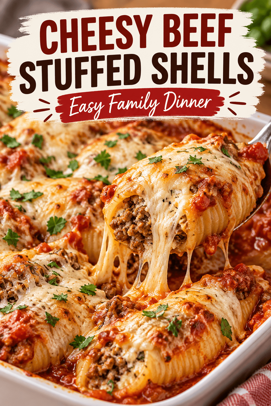 You are currently viewing Cheesy Beef Stuffed Shells Recipe – Easy & Delicious