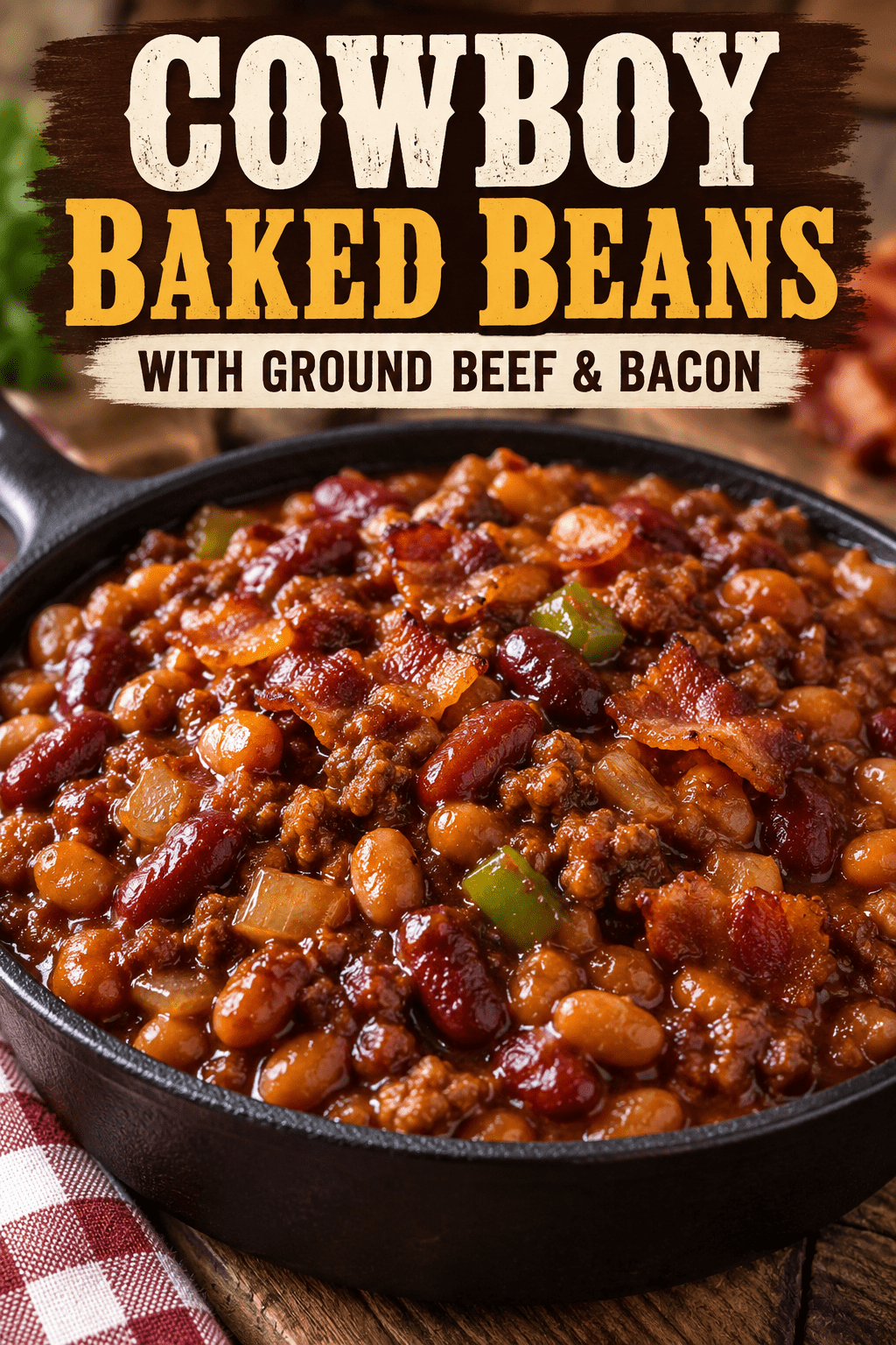 You are currently viewing Cowboy Baked Beans With Ground Beef & Bacon