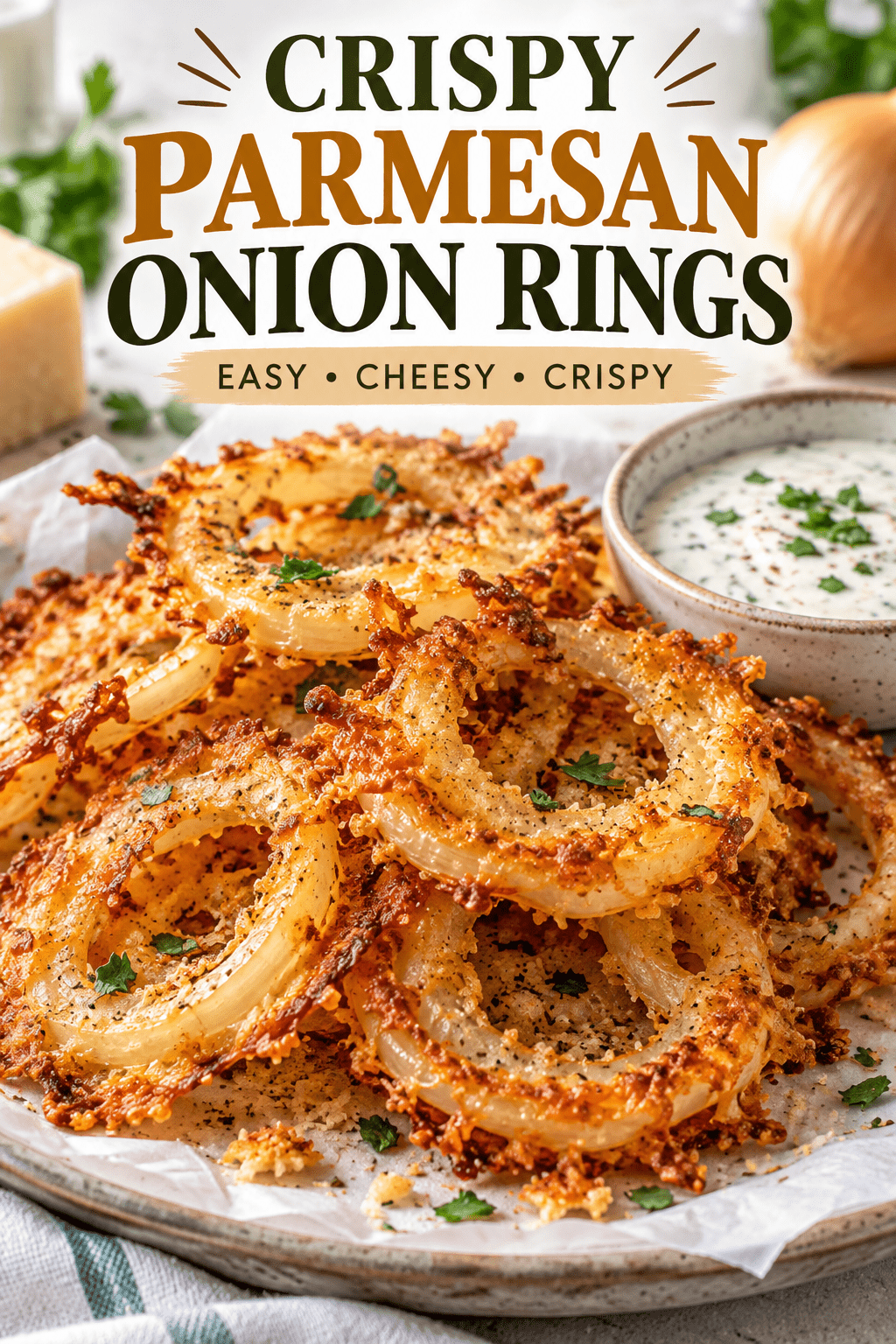 You are currently viewing Crispy Parmesan Onion Rings Recipe – Easy Baked Onion Crisps