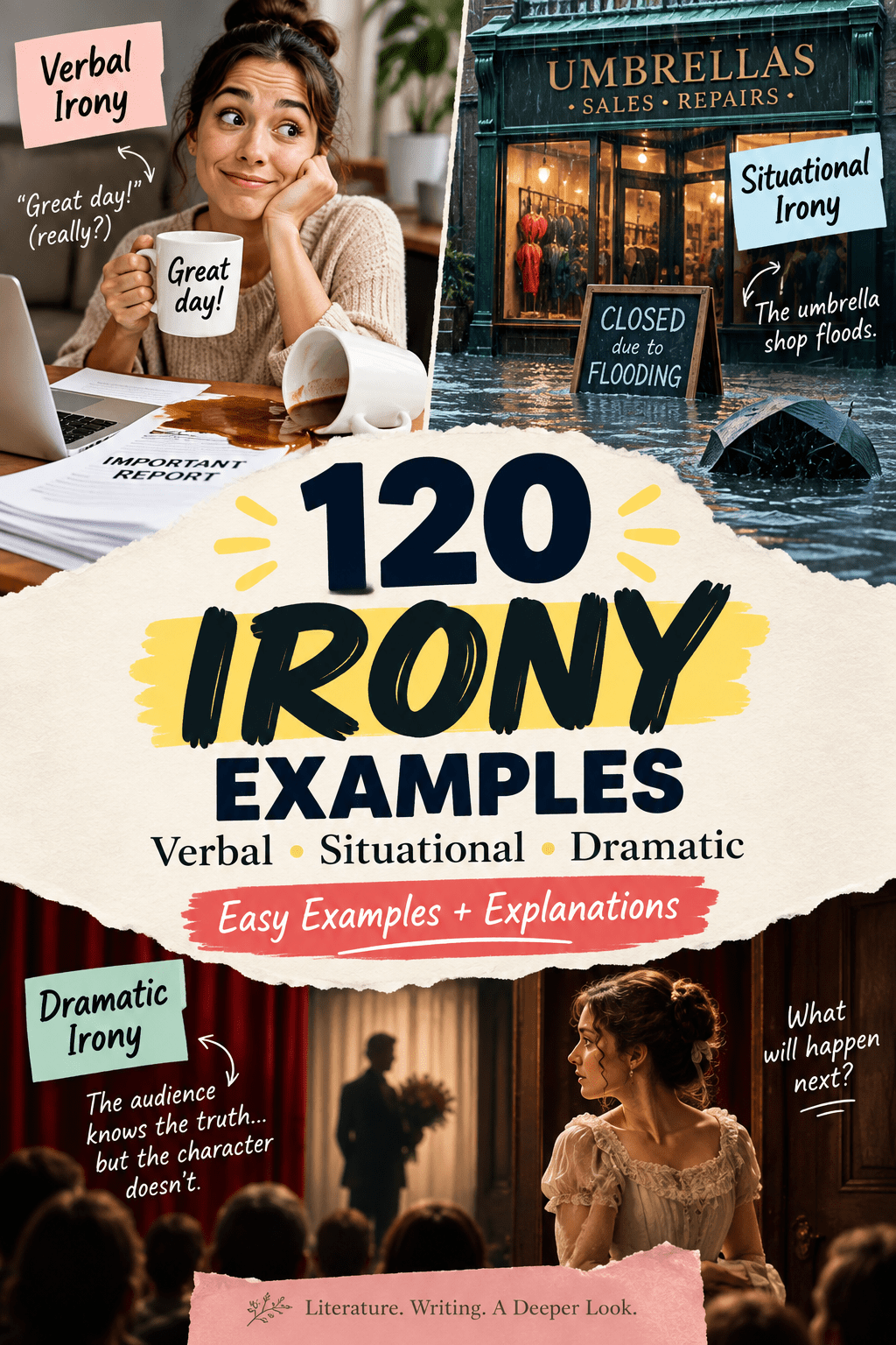 Read more about the article 120 Irony Examples: Verbal, Situational & Dramatic Irony