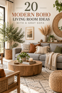 Read more about the article 20 Modern Boho Living Room Ideas With a Gray Sofa