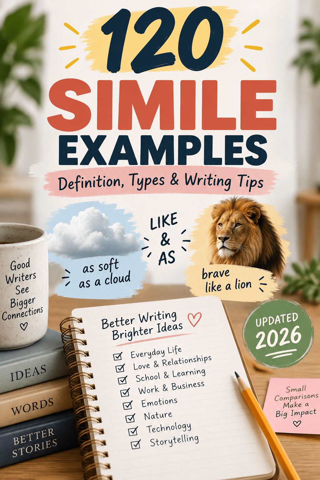 Read more about the article 120 Simile Examples: Definition, Types & Writing Tips
