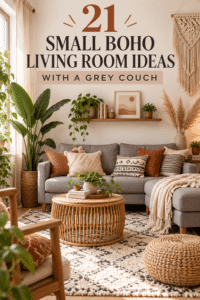 Read more about the article 21 Small Boho Living Room Ideas With a Grey Couch