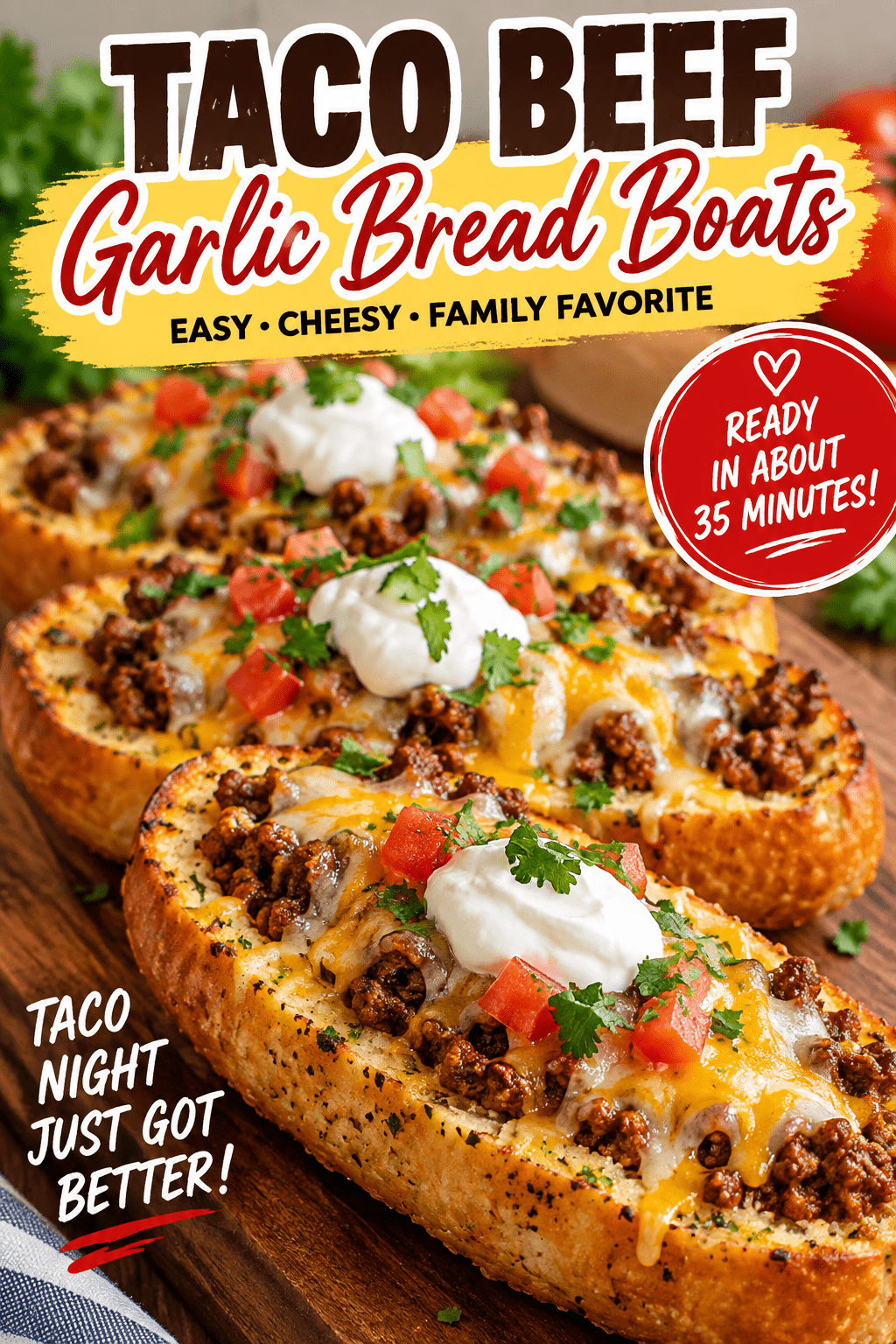 You are currently viewing Taco Beef Garlic Bread Boats Recipe – Easy & Cheesy