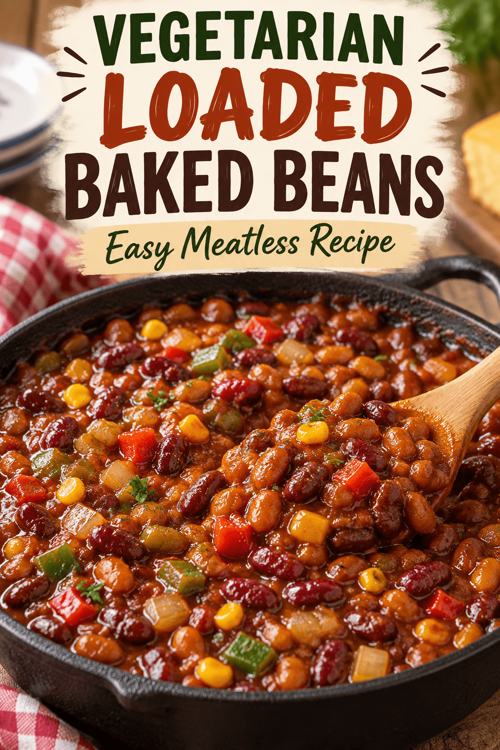 You are currently viewing Vegetarian Loaded Baked Beans – Easy Meatless Recipe