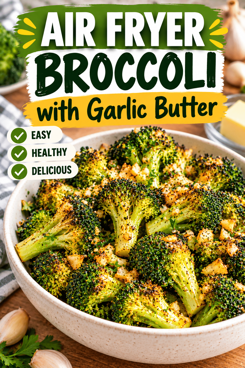 Read more about the article Air Fryer Broccoli with Garlic Butter – Easy