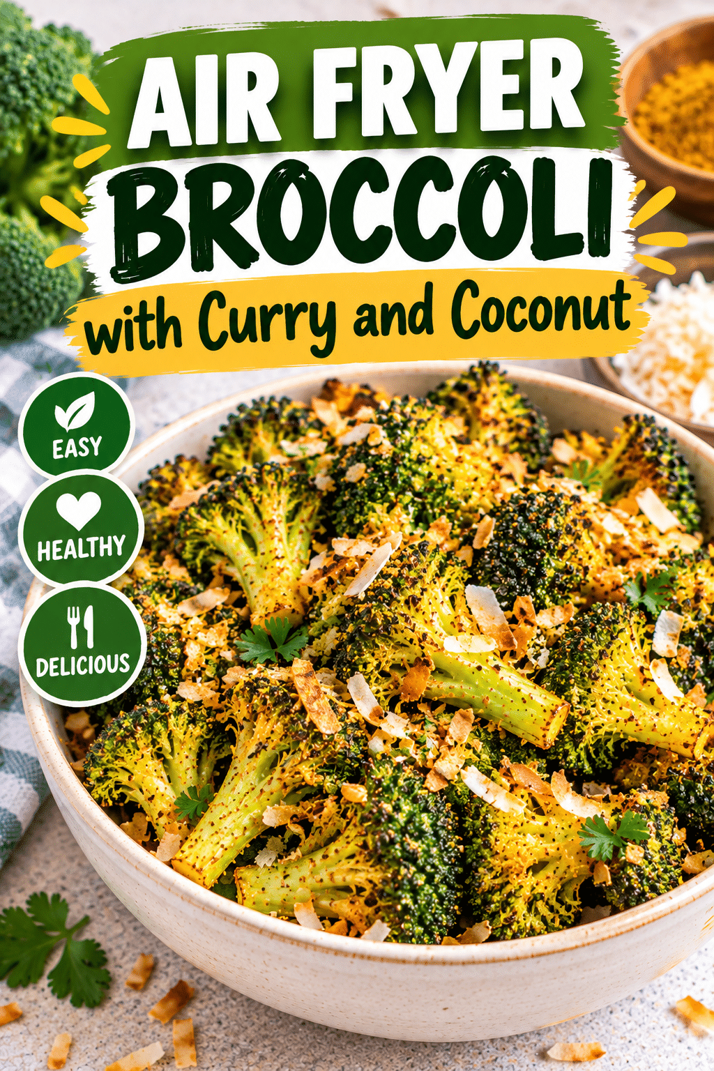 Read more about the article Air fryer broccoli with curry and coconut