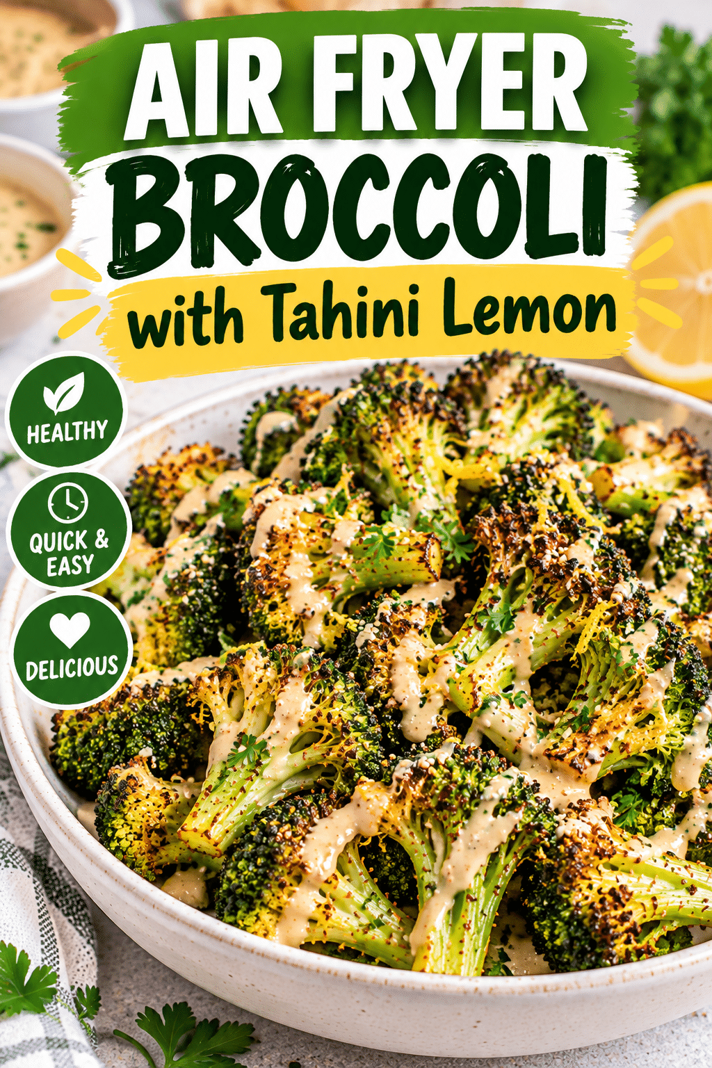 Read more about the article Air Fryer Broccoli with Tahini Lemon Sauce