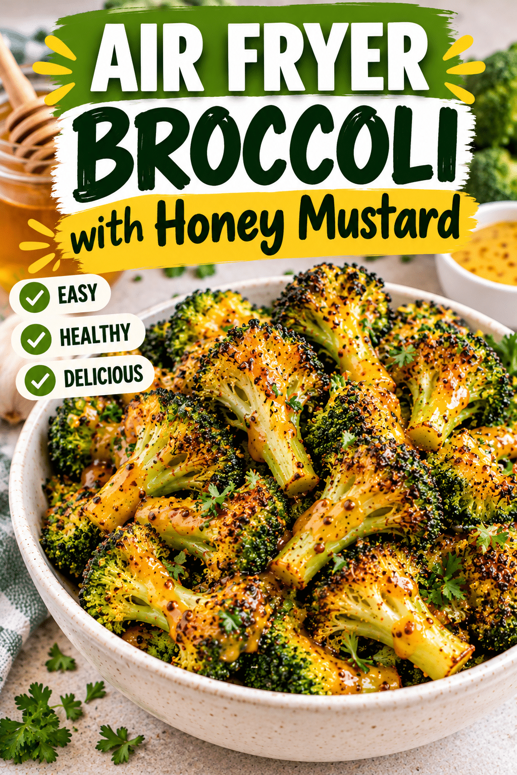 Read more about the article Air Fryer Broccoli with Honey Mustard – Easy