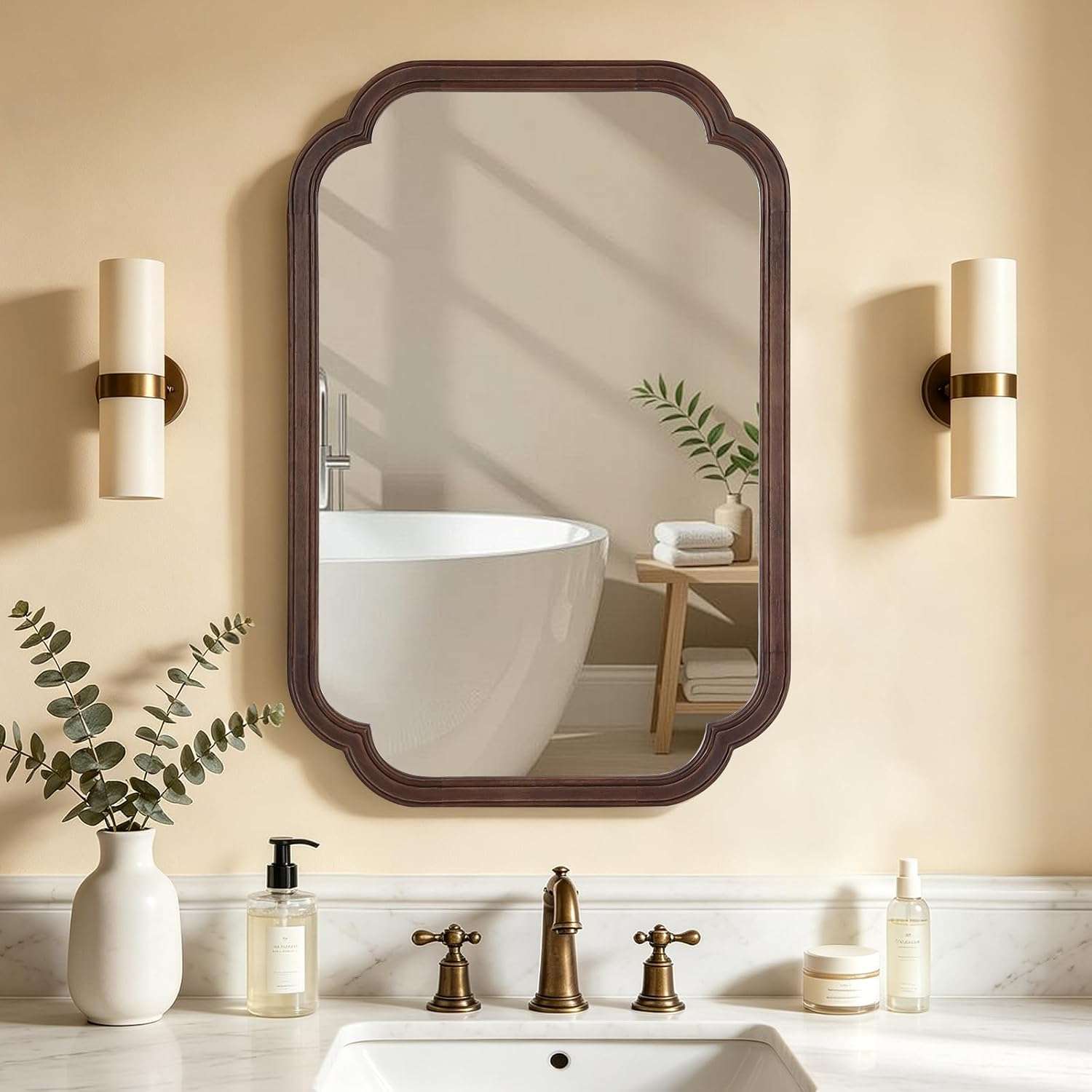 Light Wood Mirror coastal bathroom decor