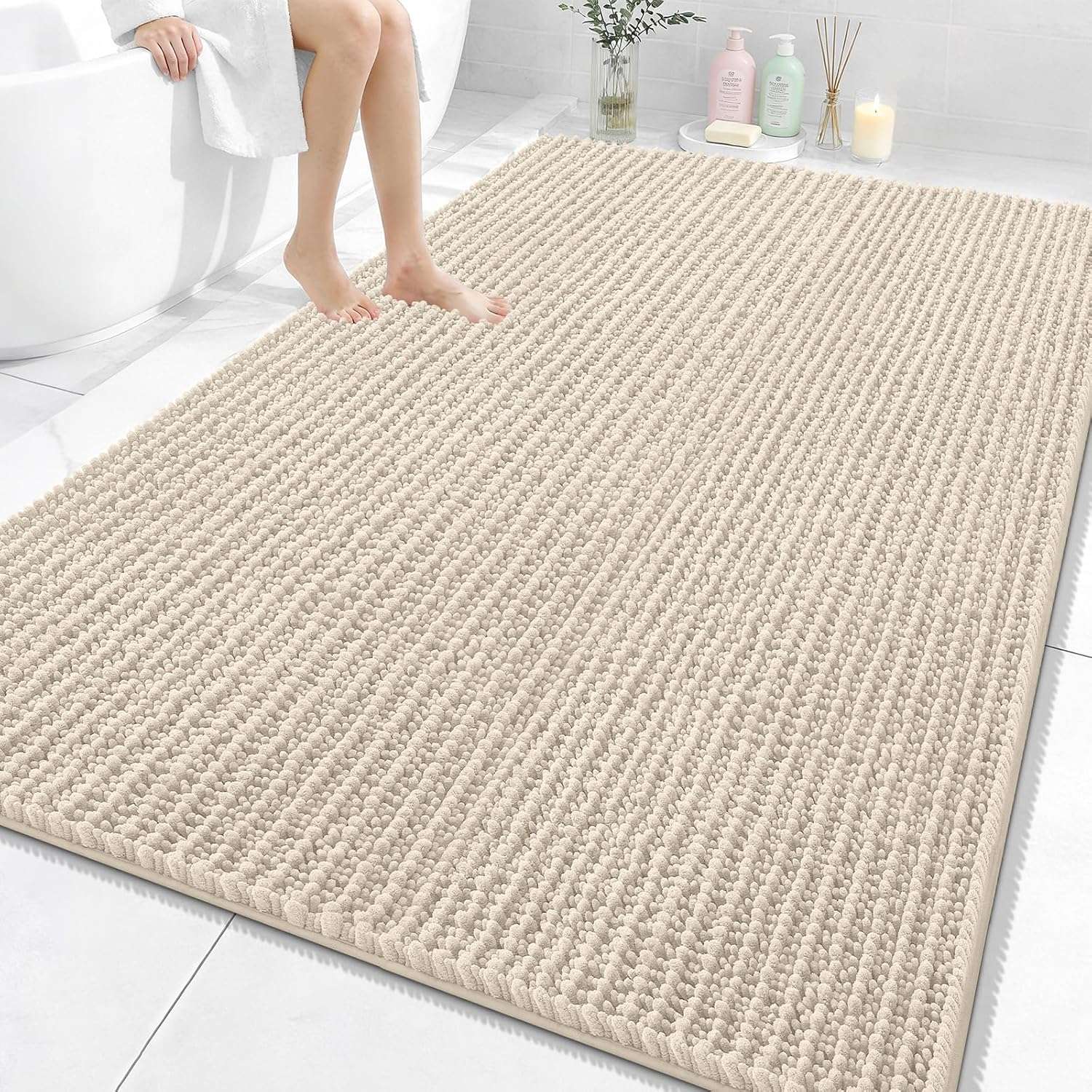 Sand Colored Rug bathroom decor