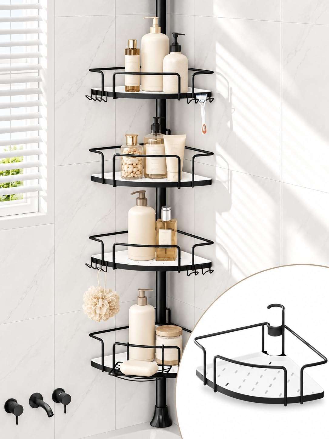 Tension Shelving for rental bathroom decor